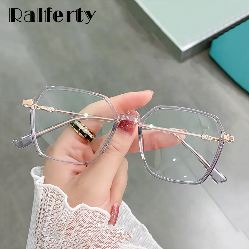 Ralferty Women's Full Rim Irregular Sqare Alloy Acetate Eyeglasses D307