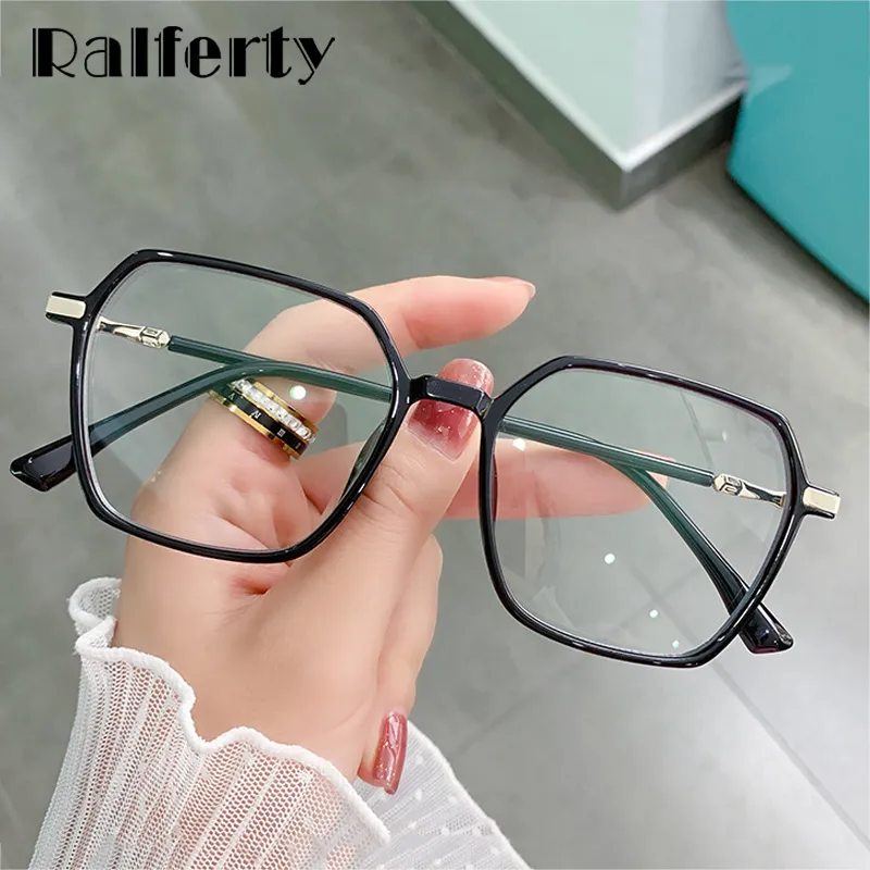 Ralferty Women's Full Rim Irregular Sqare Alloy Acetate Eyeglasses D307