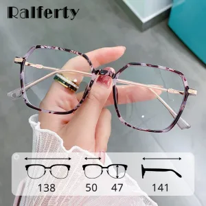 Ralferty Women's Full Rim Irregular Sqare Alloy Acetate Eyeglasses D307