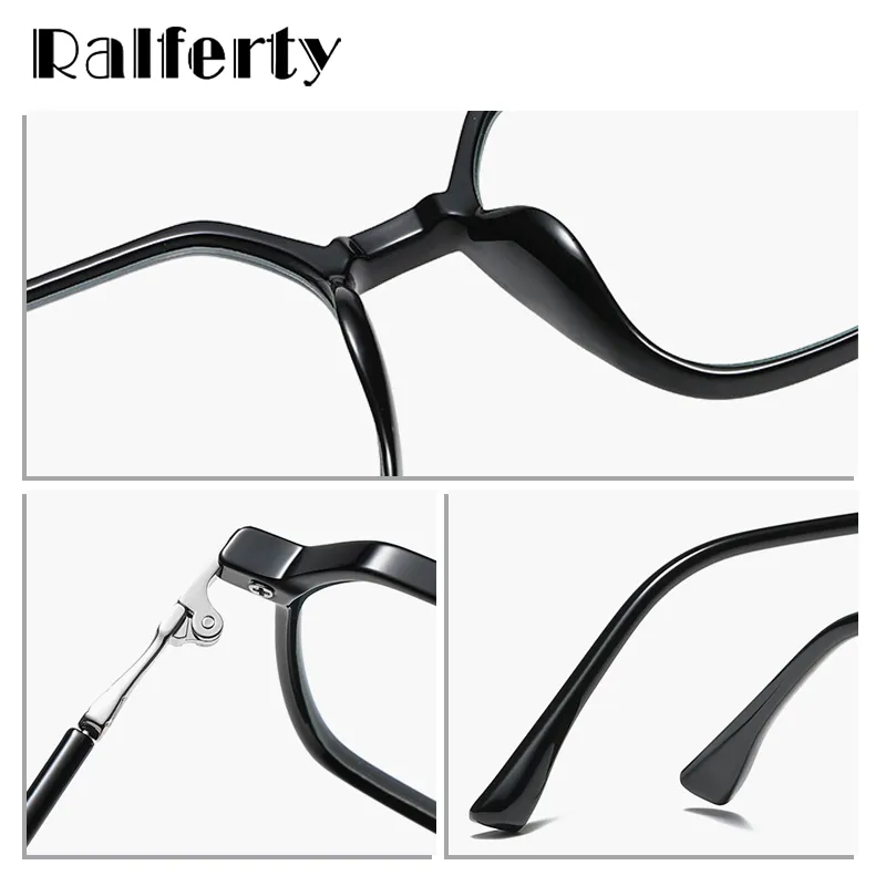 Ralferty Women's Full Rim Irregular Sqare Alloy Acetate Eyeglasses D307