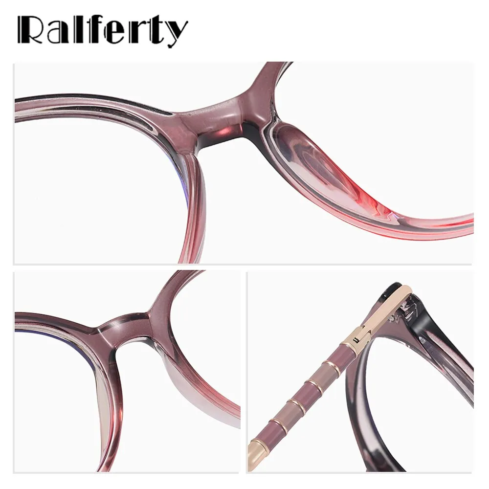 Ralferty Women's Full Rim Round Acetate Eyeglasses F81097