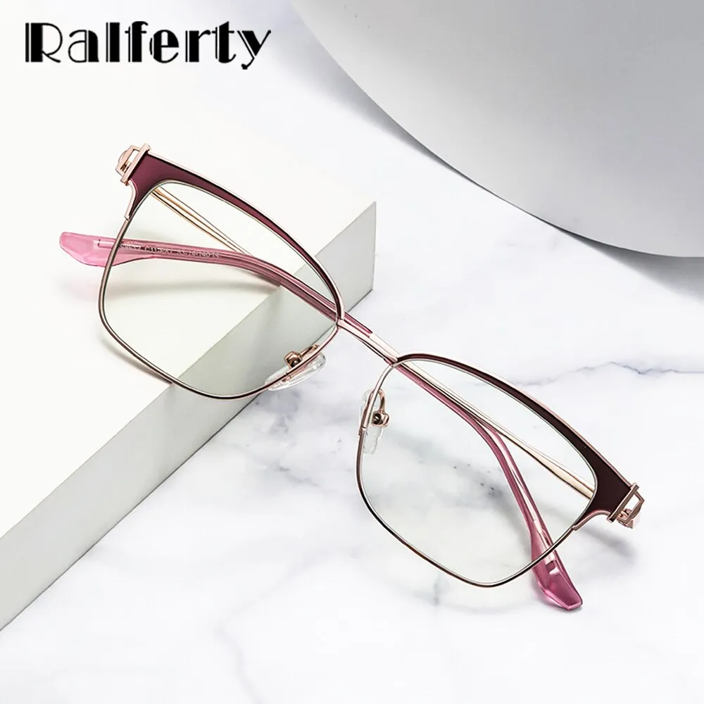 Ralferty Women's Full Rim Square Acetate Alloy Eyeglasses D8612