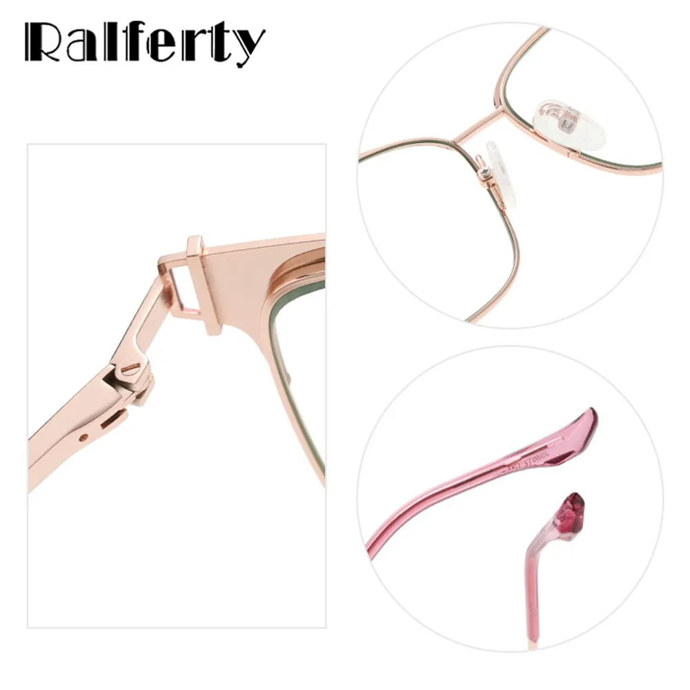 Ralferty Women's Full Rim Square Acetate Alloy Eyeglasses D8612