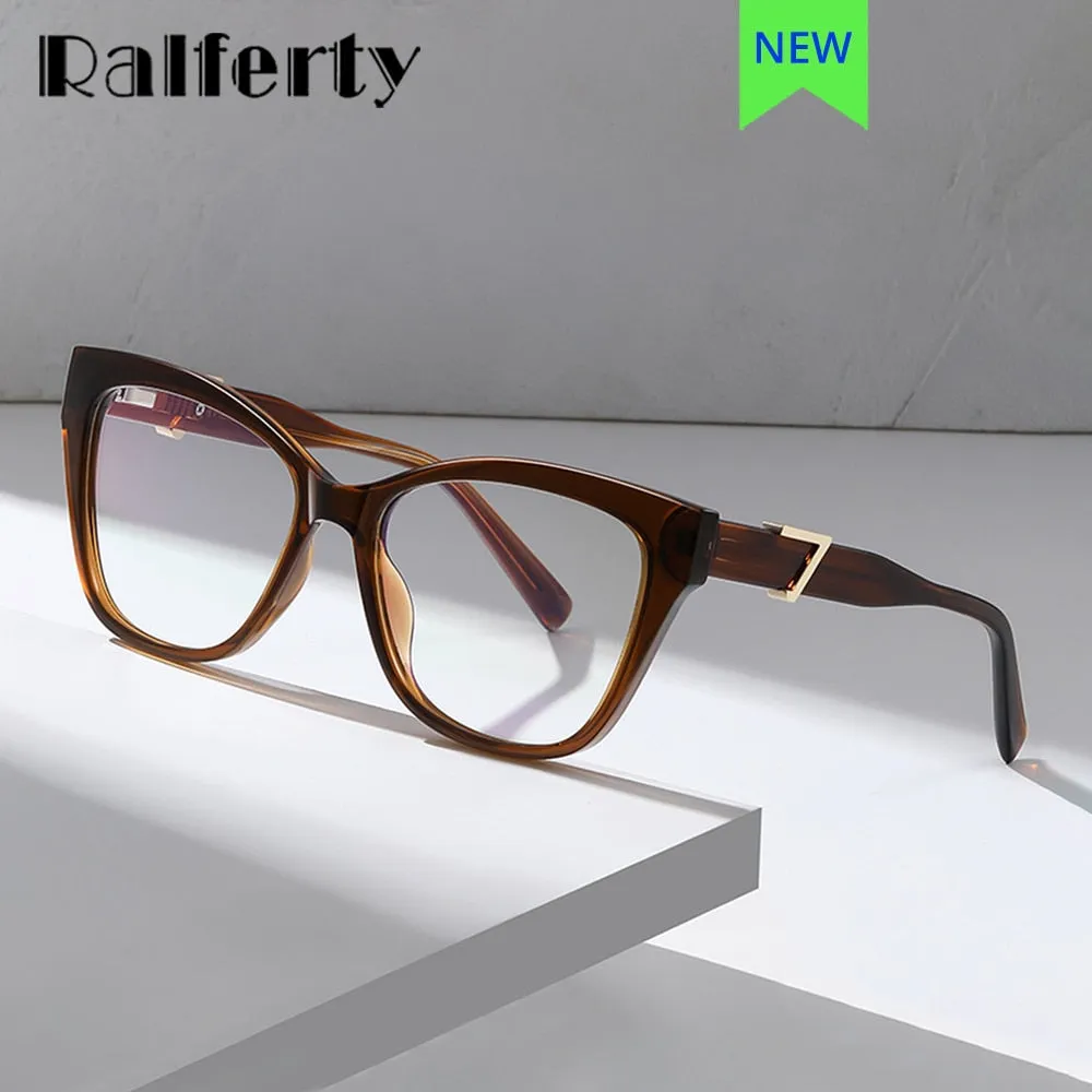 Ralferty Women's Full Rim Square Cat Eye Acetate Eyeglasses D909