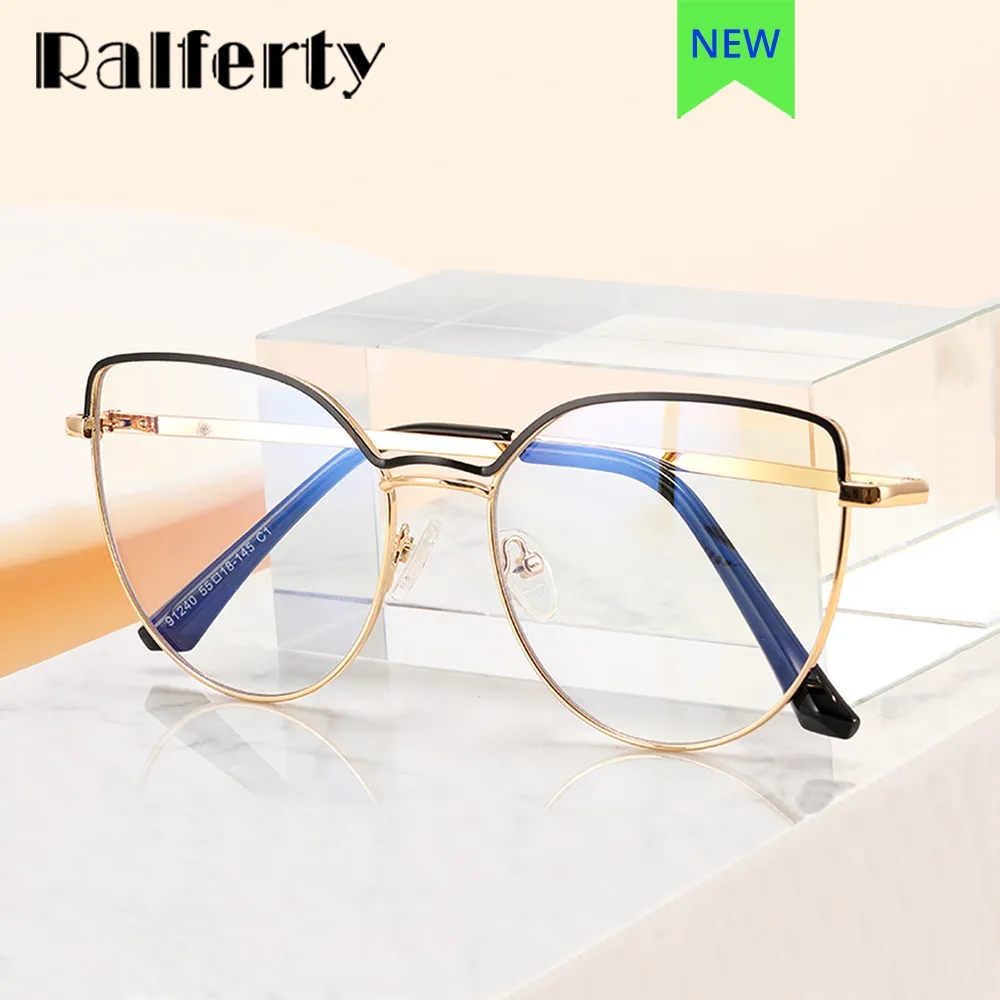 Ralferty Women's Full Rim Square Cat Eye Alloy Eyeglasses F91240