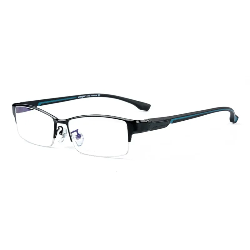 Reven Jate Men's Semi Rim Rectangle Titanium Eyeglasses L266