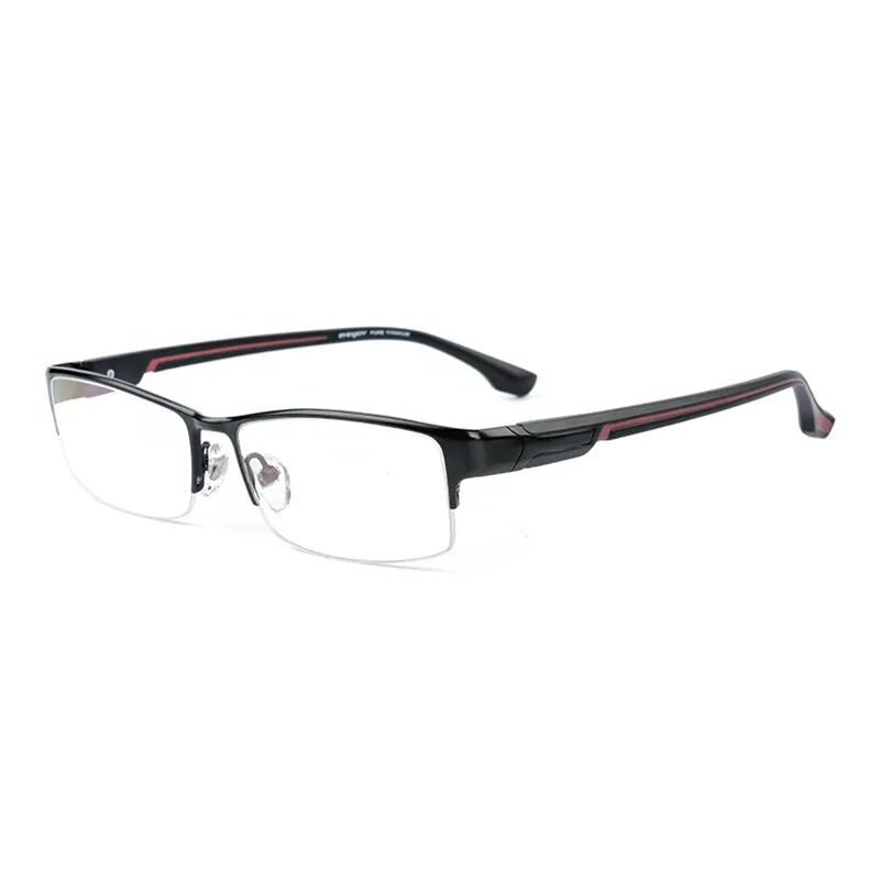 Reven Jate Men's Semi Rim Rectangle Titanium Eyeglasses L266