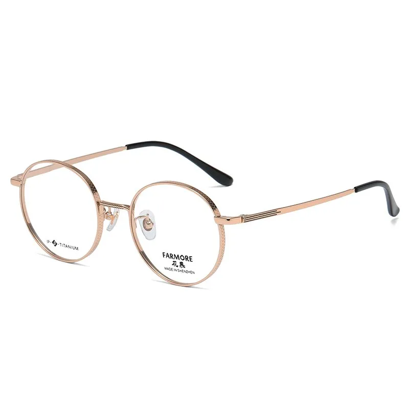 Reven Jate Unisex Eyeglasses 7051 Full Rim Round Titanium