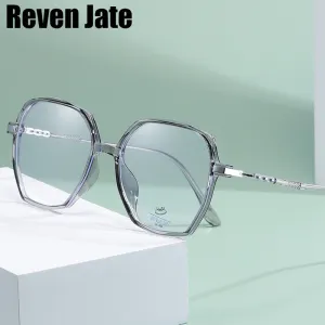 Reven Jate Unisex Full Rim Polygon Round TR 90 Acetate Eyeglasses 81241