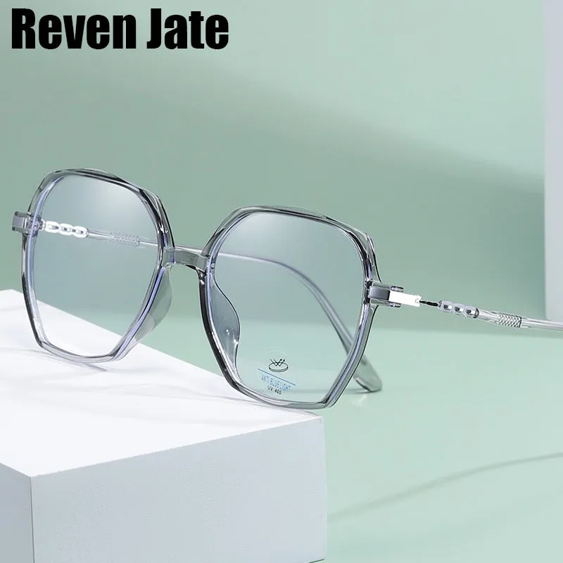 Reven Jate Unisex Full Rim Polygon Round TR 90 Acetate Eyeglasses 81241