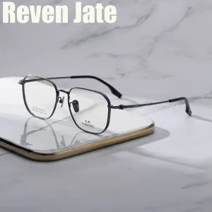 Reven Jate Unisex Full Rim Polygon Square Titanium Eyeglasses 21003