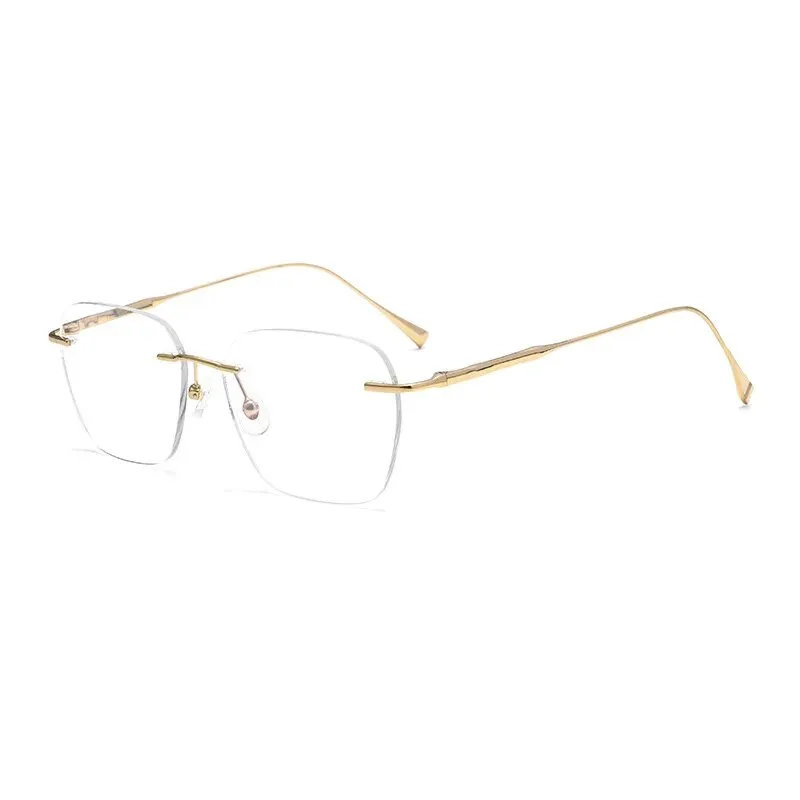 Reven Jate Unisex Rimless Square Titanium Eyeglasses 1912t