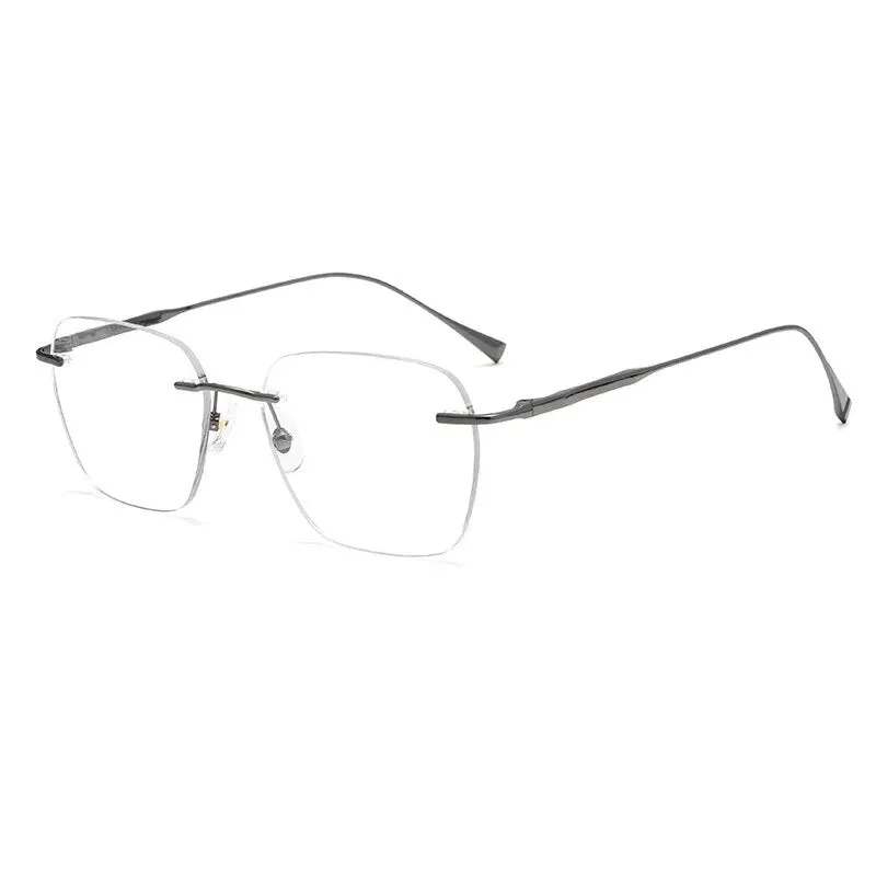 Reven Jate Unisex Rimless Square Titanium Eyeglasses 1912t