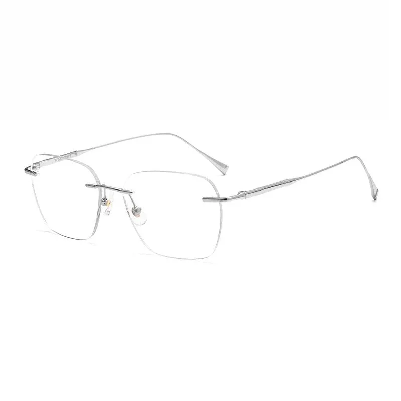 Reven Jate Unisex Rimless Square Titanium Eyeglasses 1912t