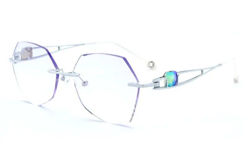 Reven Jate Unisex Rimless Square Titanium Eyeglasses 88037