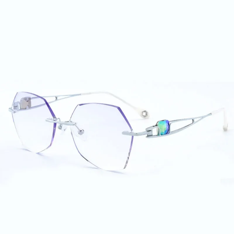 Reven Jate Unisex Rimless Square Titanium Eyeglasses 88037