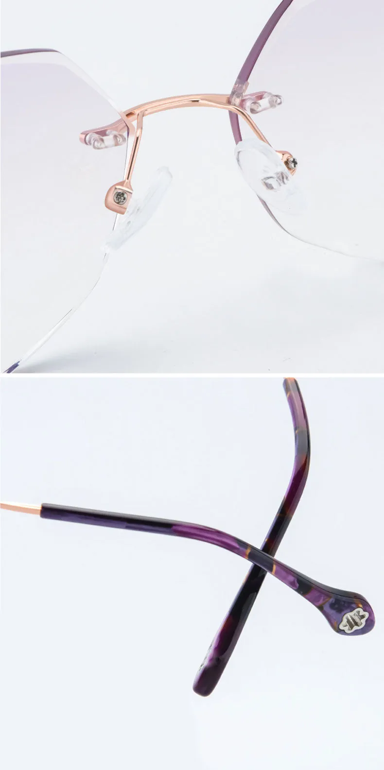 Reven Jate Unisex Rimless Square Titanium Eyeglasses 88037