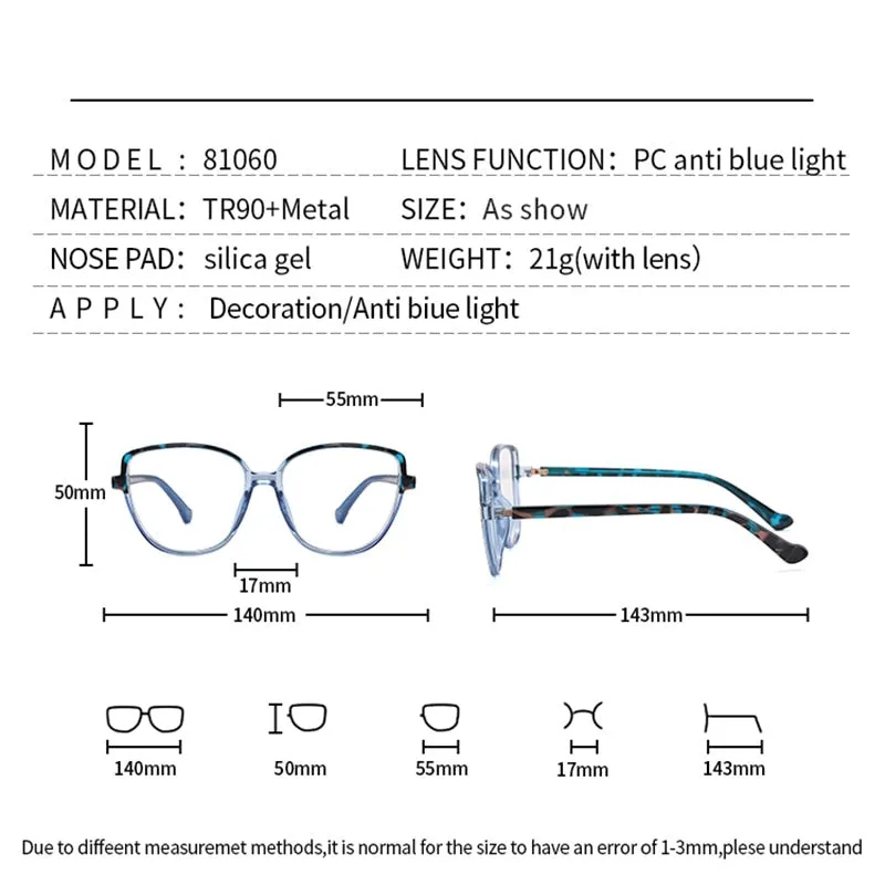 Reven Jate Women's Full Rim Cat Eye PC Resin Eyeglasses 81060