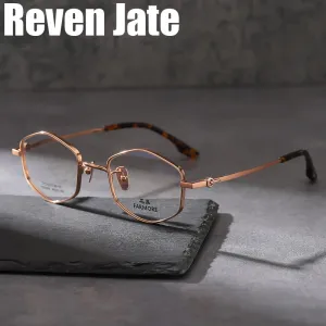 Reven Jate Women's Full Rim Polygon Titanium Eyeglasses 21006