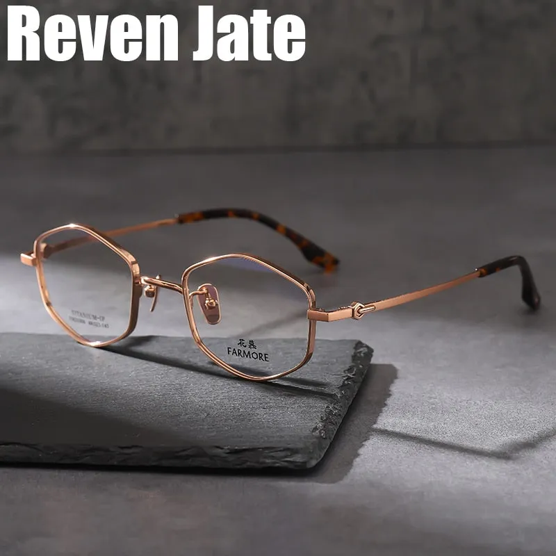 Reven Jate Women's Full Rim Polygon Titanium Eyeglasses 21006