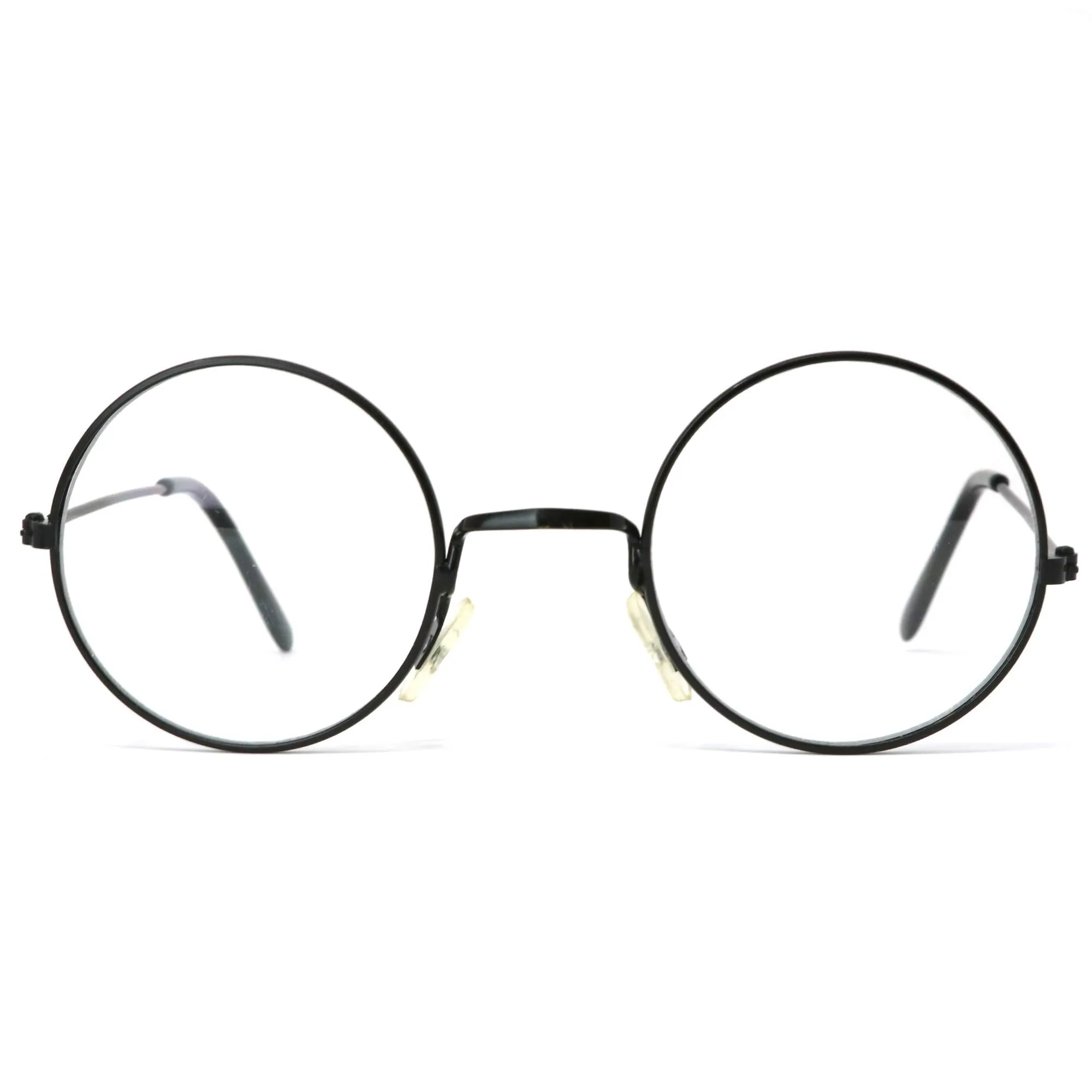 Round Wizard Costume Glasses - Black Metal Frame Circular Costume Eyeglasses - 1 Pair