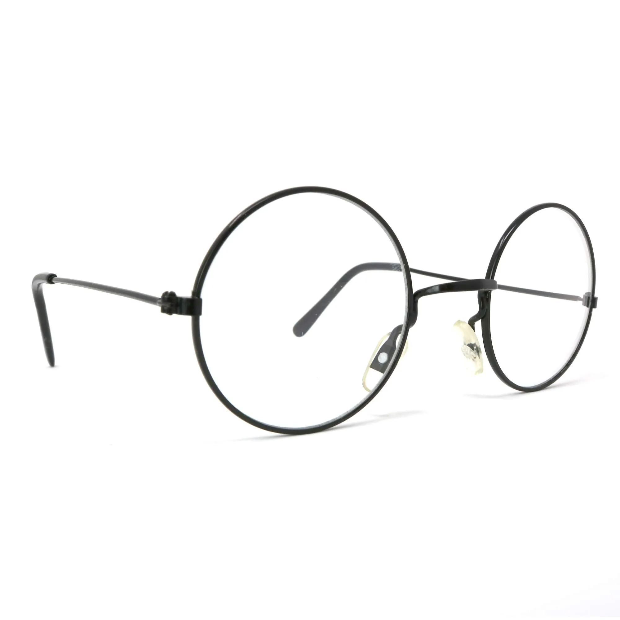 Round Wizard Costume Glasses - Black Metal Frame Circular Costume Eyeglasses - 1 Pair