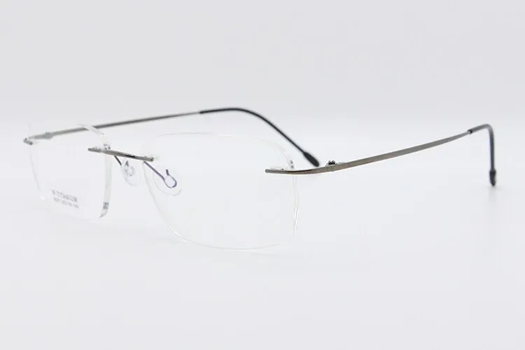 Unisex Rimless Titanium Frame Eyeglasses Customizable Lenses 9001