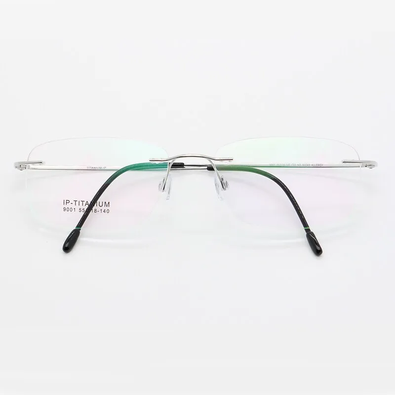 Unisex Rimless Titanium Frame Eyeglasses Customizable Lenses 9001