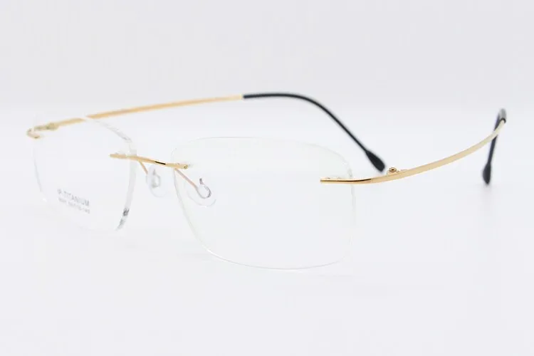 Unisex Rimless Titanium Frame Eyeglasses Customizable Lenses 9001