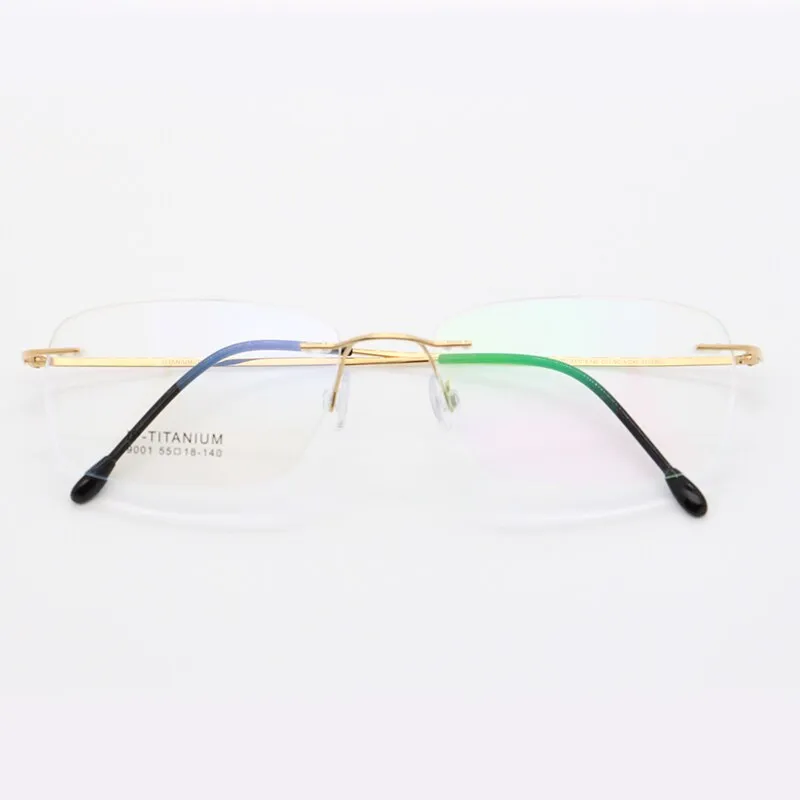 Unisex Rimless Titanium Frame Eyeglasses Customizable Lenses 9001