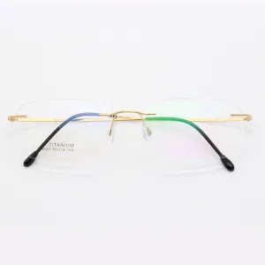 Unisex Rimless Titanium Frame Eyeglasses Customizable Lenses 9001