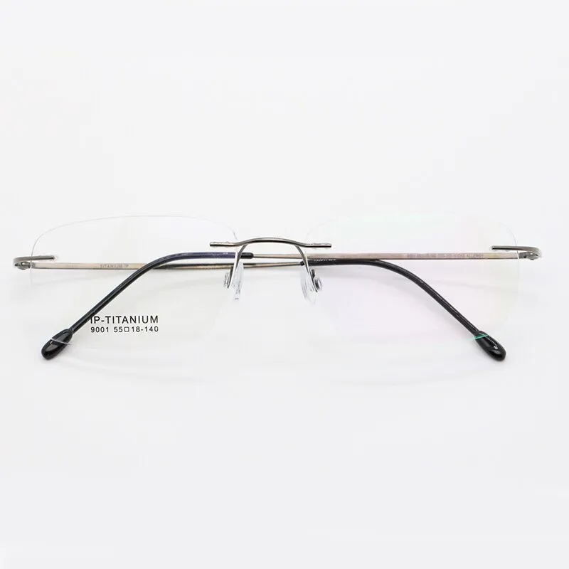 Unisex Rimless Titanium Frame Eyeglasses Customizable Lenses 9001