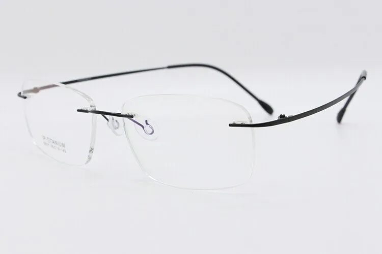 Unisex Rimless Titanium Frame Eyeglasses Customizable Lenses 9001