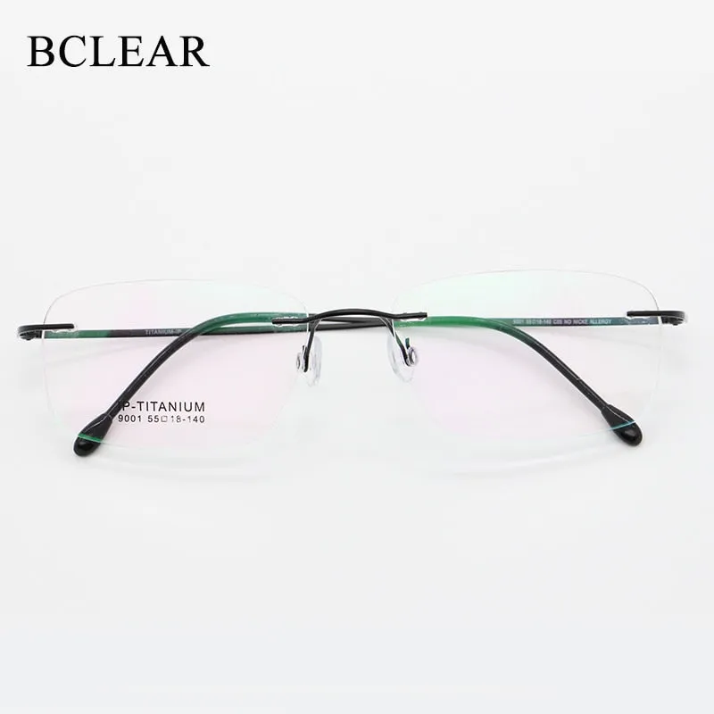 Unisex Rimless Titanium Frame Eyeglasses Customizable Lenses 9001