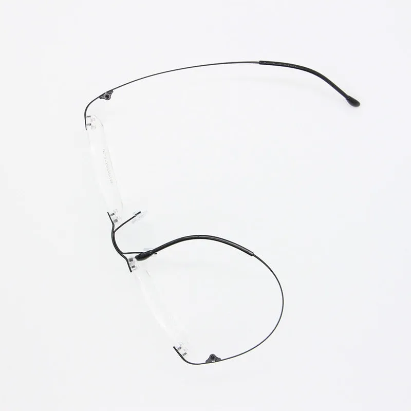 Unisex Rimless Titanium Frame Eyeglasses Customizable Lenses 9001