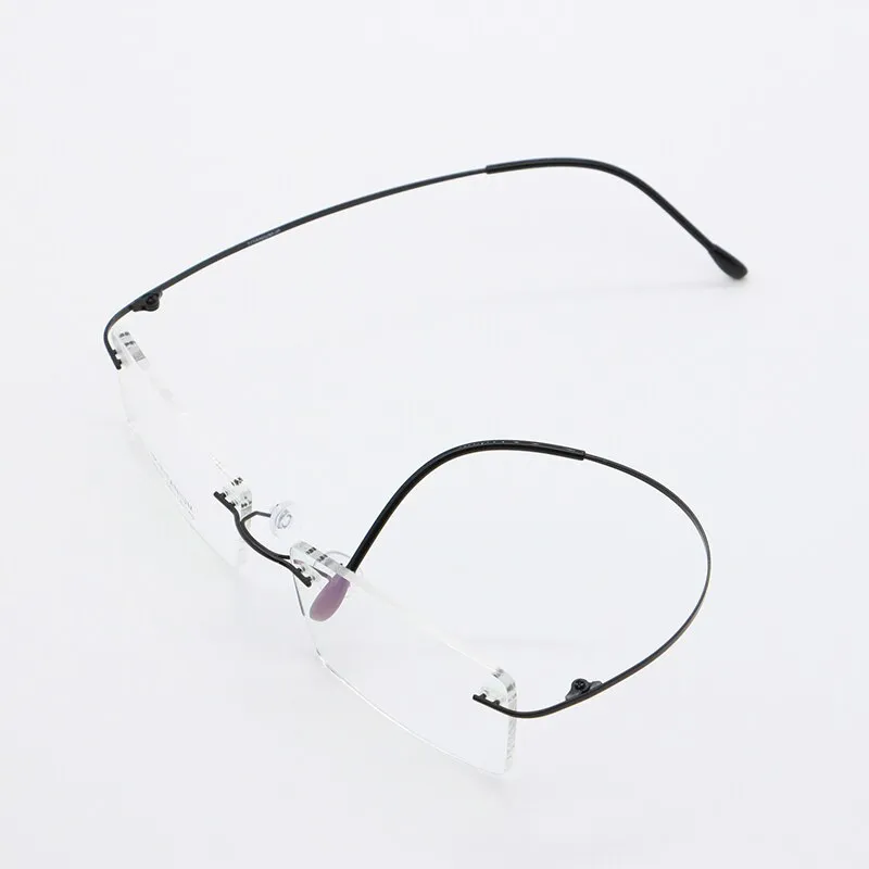 Unisex Rimless Titanium Frame Eyeglasses Customizable Lenses 9007