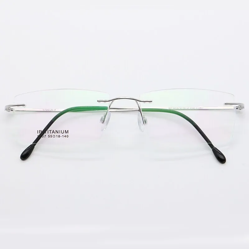 Unisex Rimless Titanium Frame Eyeglasses Customizable Lenses 9007