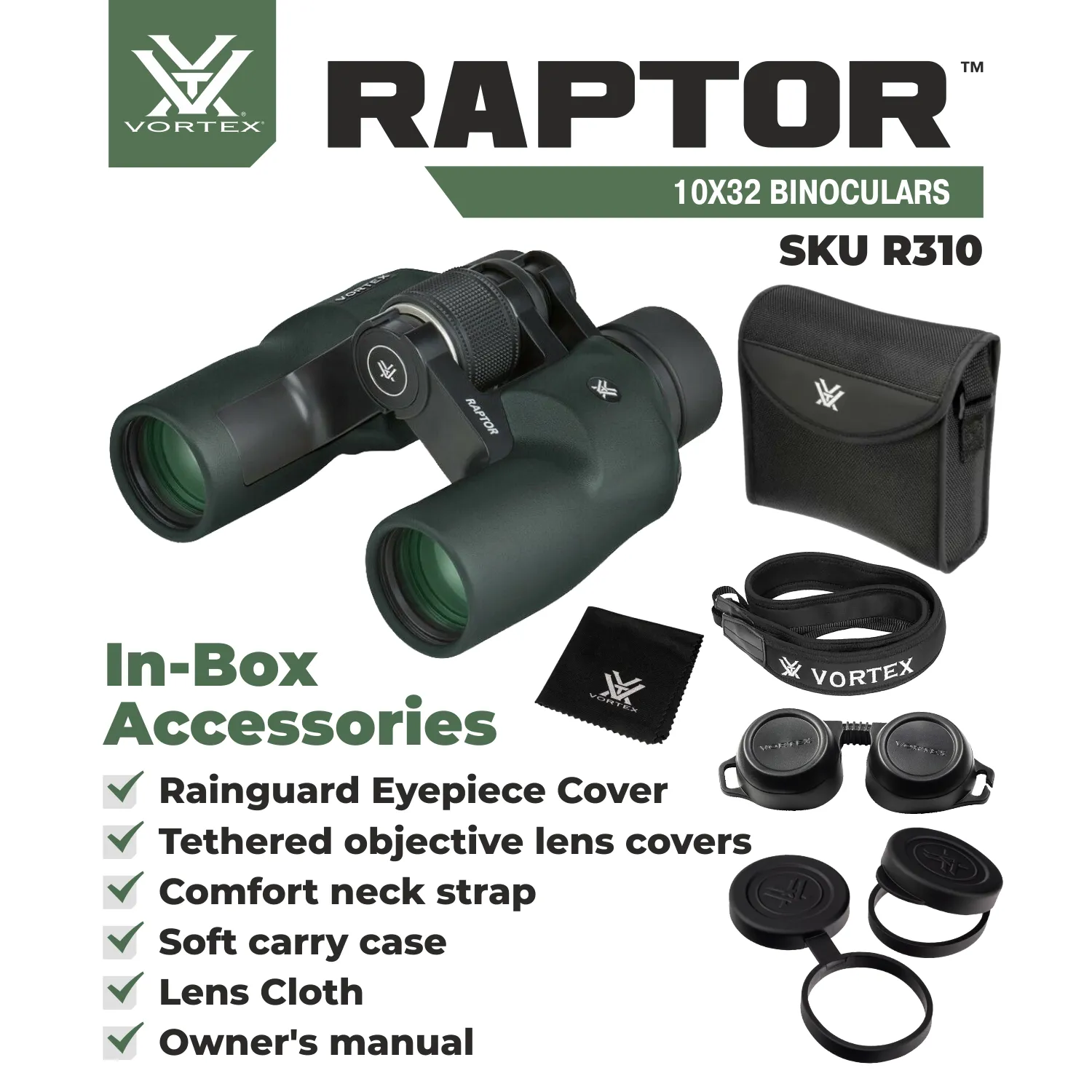 Vortex Optics Raptor 10x32 Porro Prism Binocular (R310)