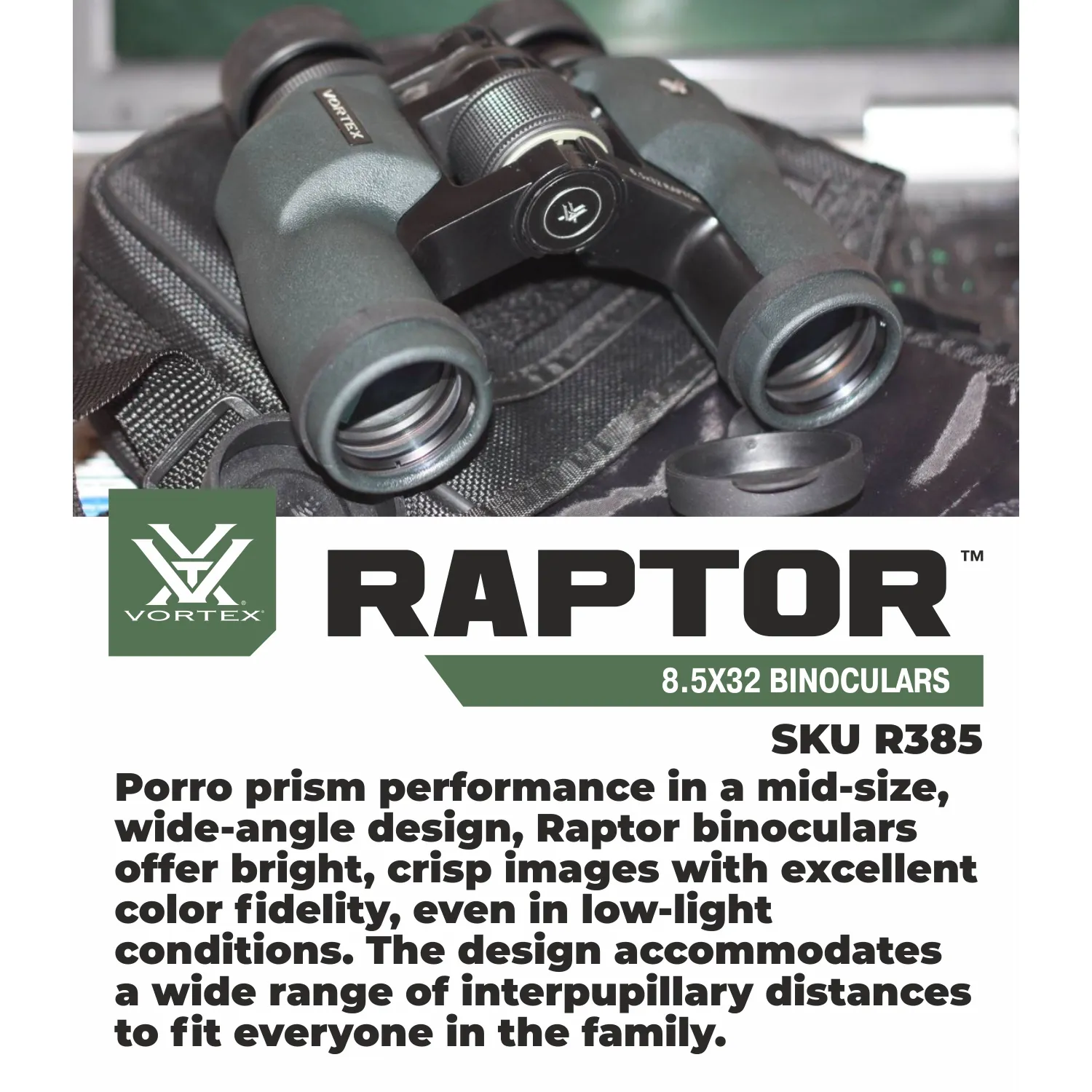 Vortex Optics Raptor 8.5x32 Porro Prism Binocular (R385)