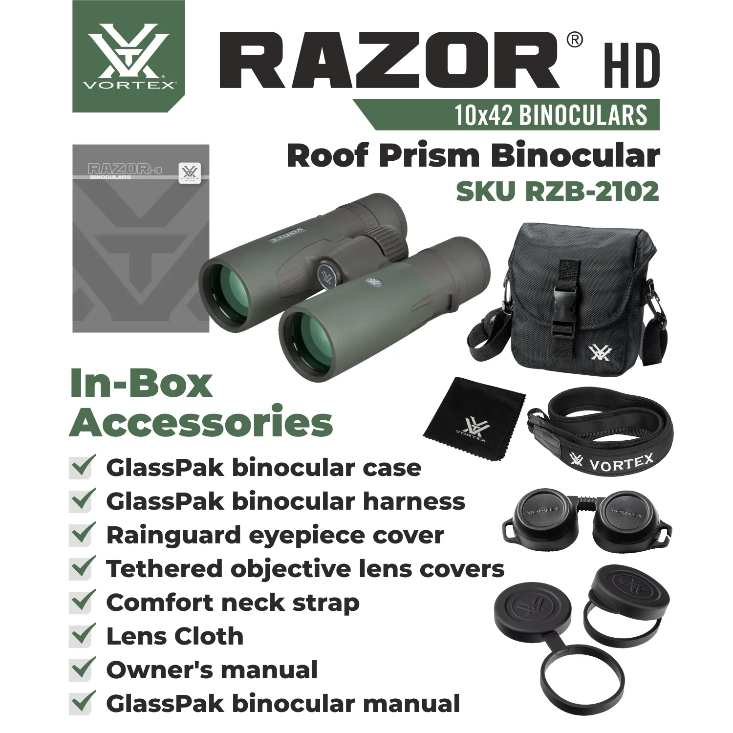 Vortex Optics Razor HD 10x42 Roof Prism Binocular (RZB-2102)