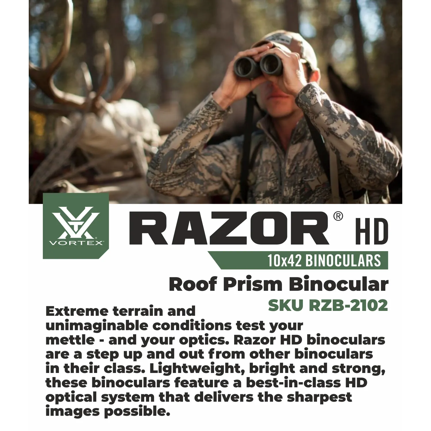 Vortex Optics Razor HD 10x42 Roof Prism Binocular (RZB-2102)