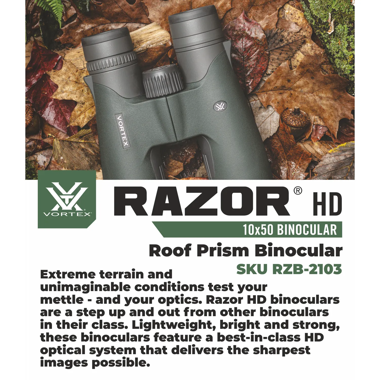 Vortex Optics Razor HD 10x50 Roof Prism Binocular (RZB-2103)