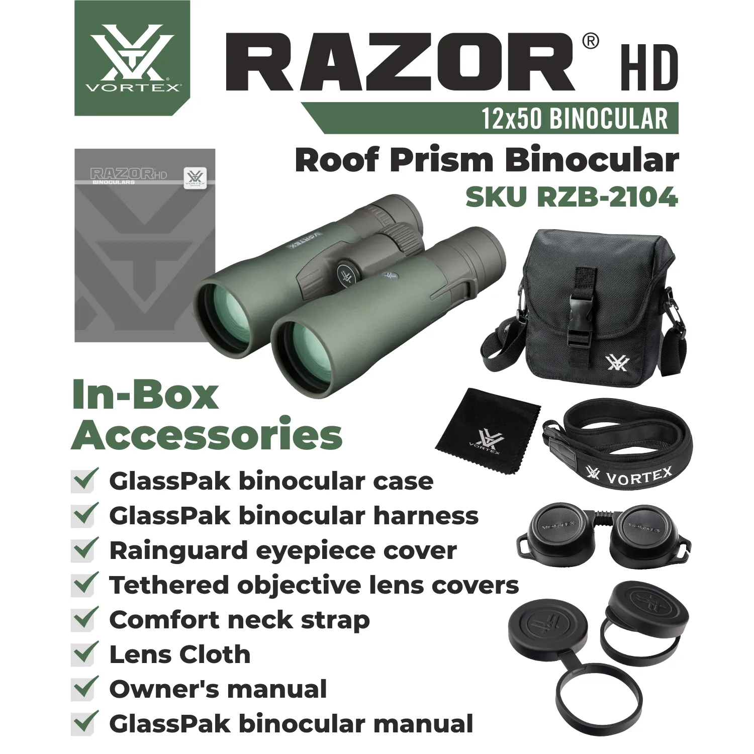 Vortex Optics Razor HD 12x50 Roof Prism Binocular (RZB-2104)