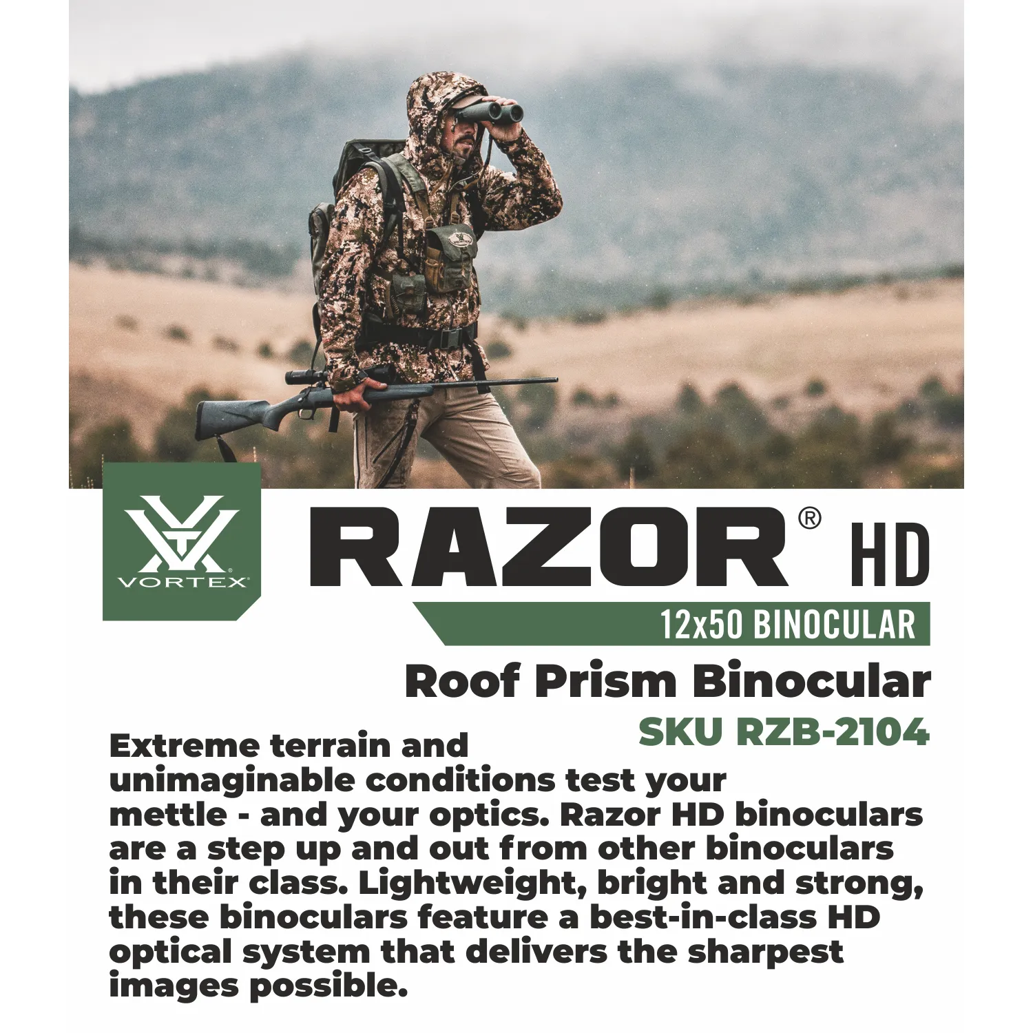 Vortex Optics Razor HD 12x50 Roof Prism Binocular (RZB-2104)