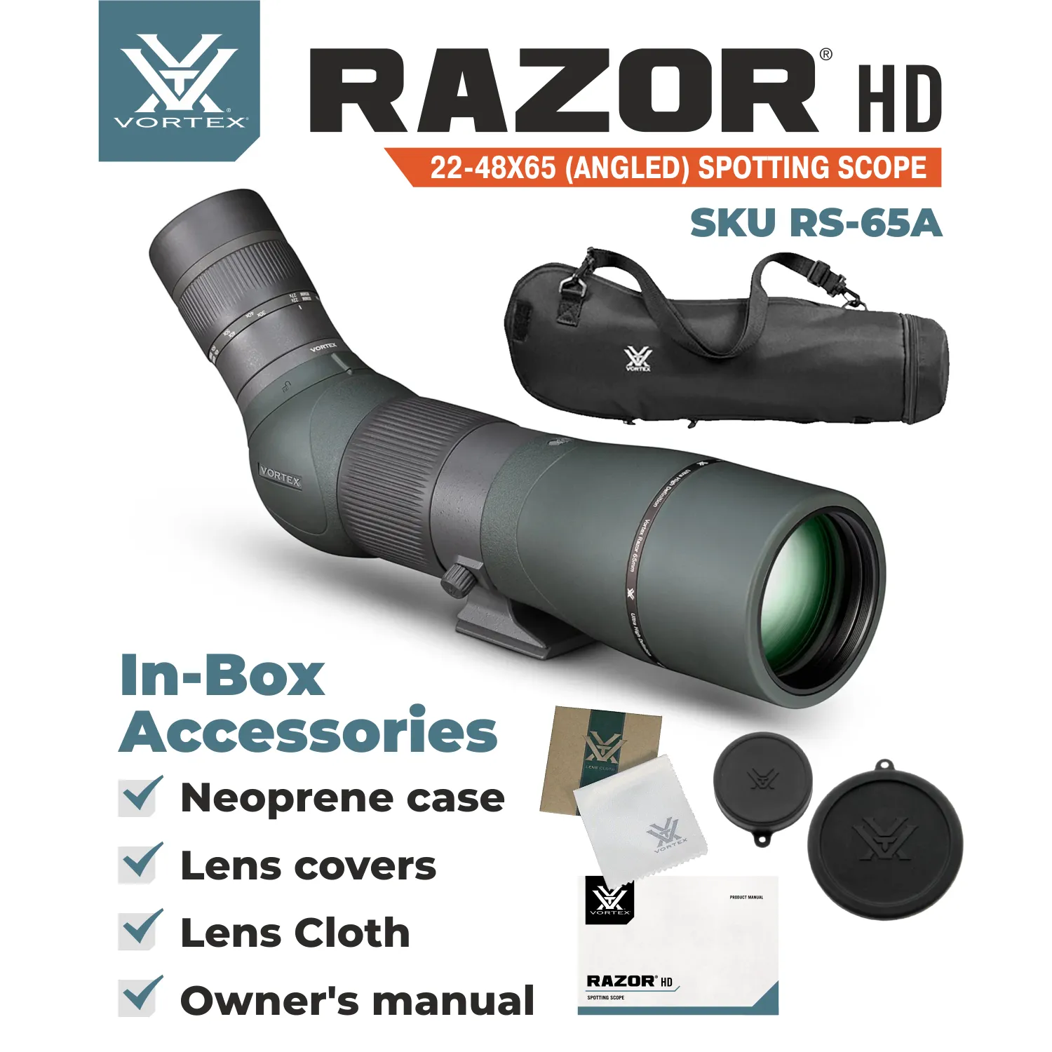 Vortex Optics Razor HD 22-48x65 (Angled) Spotting Scope (RS-65A)