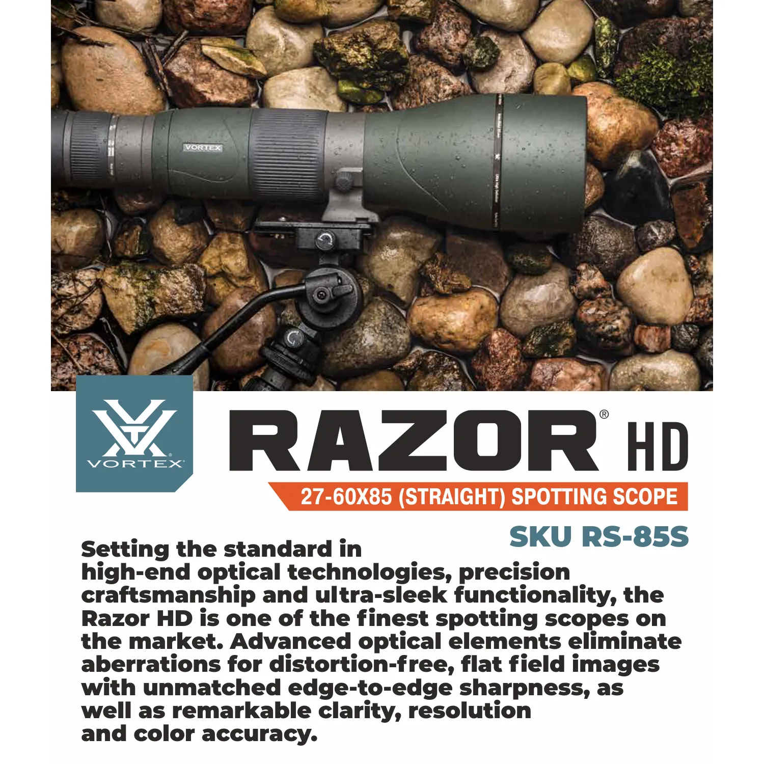 Vortex Optics Razor HD 27-60X85 Straight Spotting Scope (RS-85S)