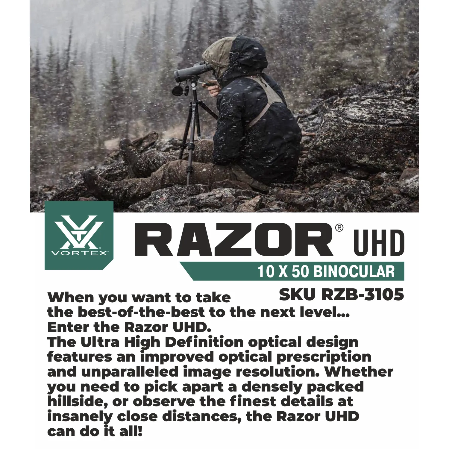 Vortex Optics Razor UHD 10x50 Binoculars (RZB-3105)