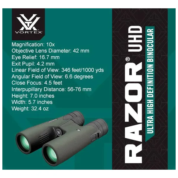 Vortex Optics Razor UHD Binoculars 10x42 (RZB-3102)