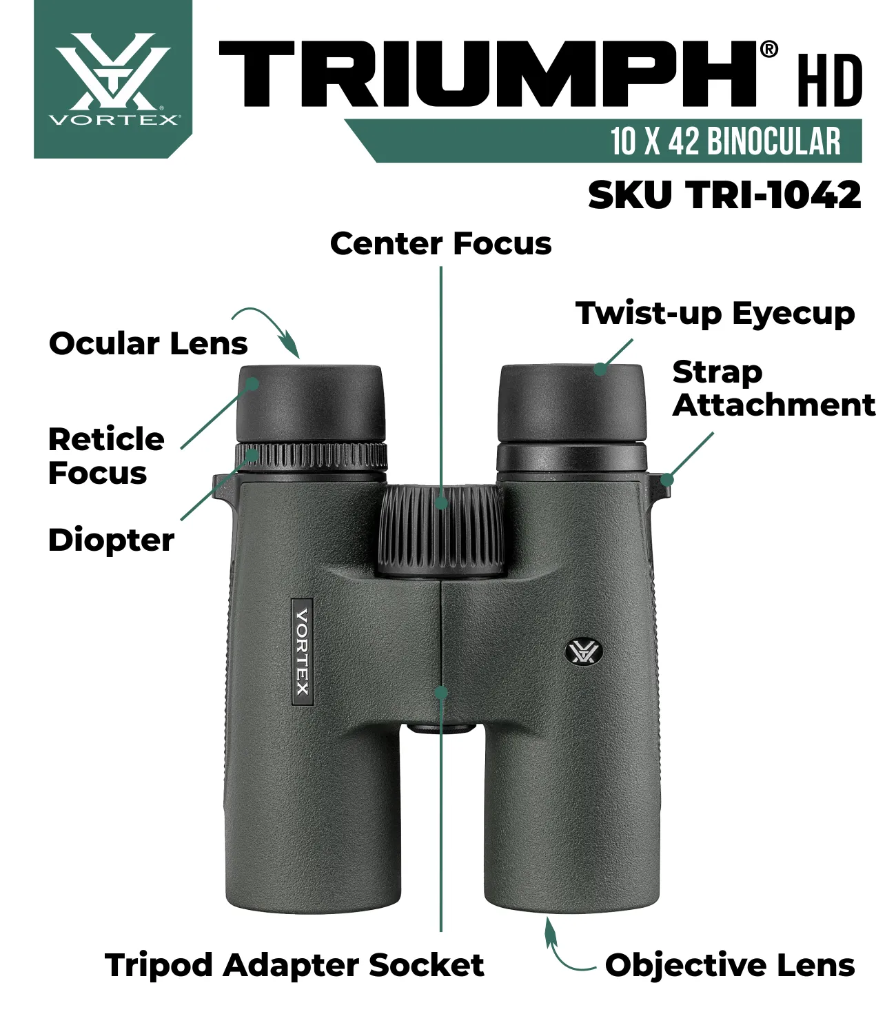 Vortex Optics Triumph HD 10x42 Fully multi-coated Waterproof Binocular (TRI-1042)