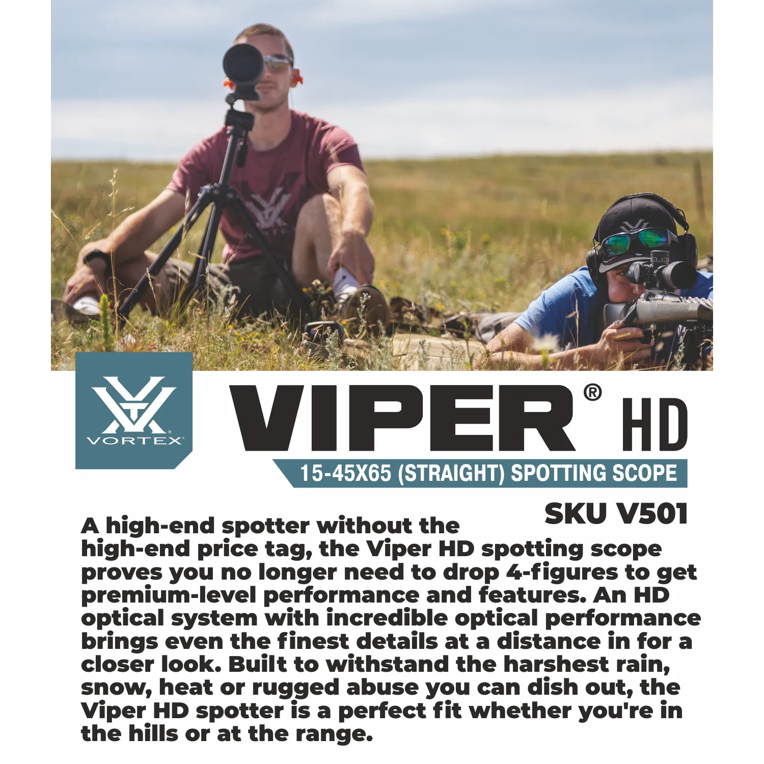 Vortex Optics Viper HD 15-45x65 Straight Spotting Scope (V501)